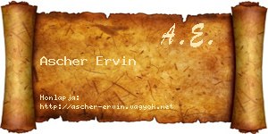 Ascher Ervin névjegykártya